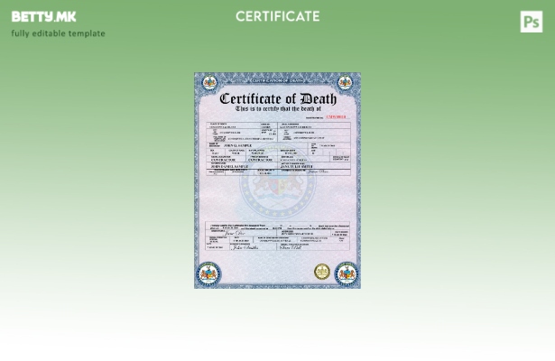 Модерен стил шаблон за уверение за смрт од болницата за спомен од Комонвелт